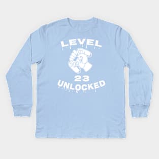 Level 23 Unlocked - Funny Mens 23rd Birthday Gamer Kids Long Sleeve T-Shirt